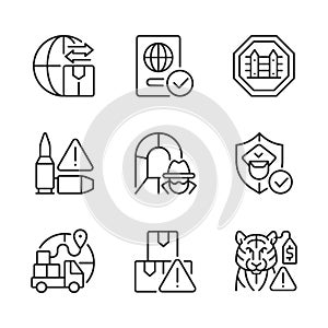 International trading linear icons set