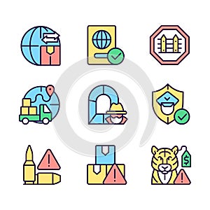 International trading RGB color icons set