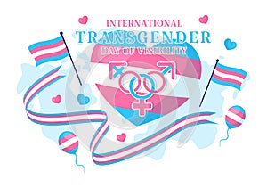 International Transgender Day of Visibility Vector Illustration on March 31 with Transgenders Pride Flags and Symbol
