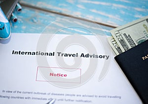 International travel advisory due to coronavirus covid-19 pandemic