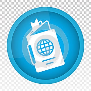 International travel passport booklet flat color icon for apps and websites