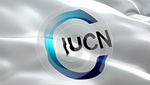 International Union for Conservation of Nature flag video. National 3d IUCN logo Slow Motion video. International Union for Conser