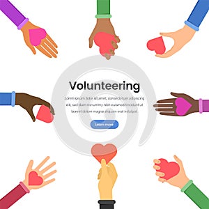 International volunteering flat vector webpage template