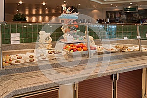 INTERNATIONAL WATERS - Feb 2, 2012: The Terrace Buffet on the QM2 caters for more casual dining.