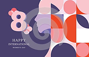 International women day with geometric shape use for horizontal banner design