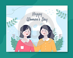 International Women Day Photocall Template Flat Cartoon Background Vector Illustration