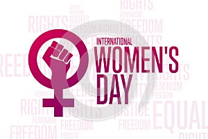 International Women's Day. 8 March. Holiday concept. Template for background, banner, card, poster with text inscription