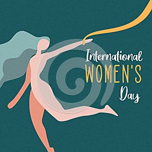 International Women`s Day card of dancing woman