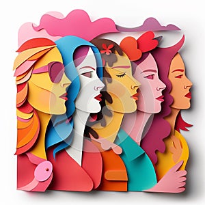 International Women\'s Day, female empowerment and uprising. Cutout art style. photo