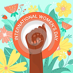 International Women`s Day, feminism, girl power, concept. Feminism symbol.