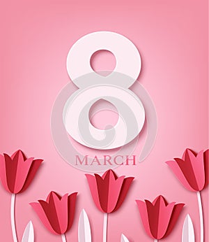 International Women`s Day greeting card design template. 8 March concept.