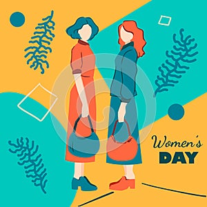 International Women`s Day, Illustration of Happy Womens greeting