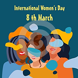 International Women`s Day, Illustration of Happy Womens greeting