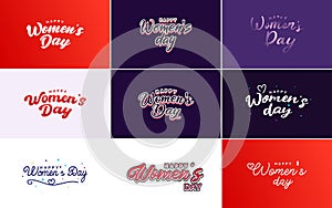 International Women\'s Day lettering with a love shape. suitable for use in cards. invitations. banners. posters. postcards.