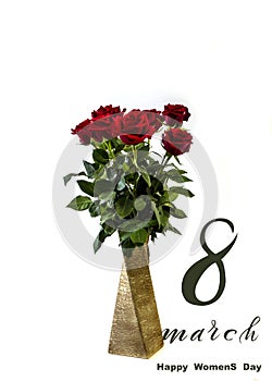 International Women`s Day March 8! Flat Lay, banner, greeting card with flowers from March 8