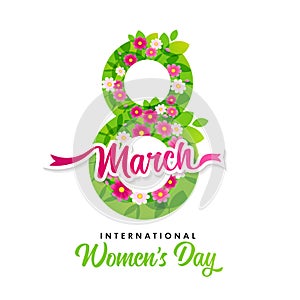 International Women`s Day March 8 spring flowers number