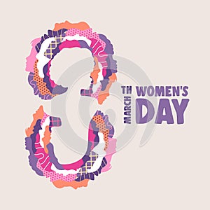 International Women\'s Day profile woman 8 march card design