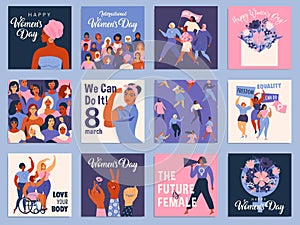 International Women s Day set. Vector templates for card, poster, flyer and other users. photo