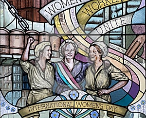 International women`s day in stained glass