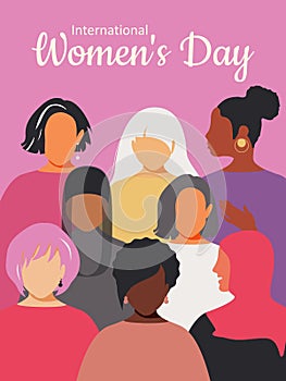 International Women\'s Day . Women of different ages, nationalities and religions come together.