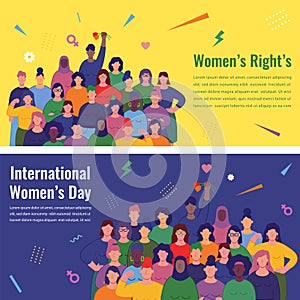 International women`s day. Women of different cultures and nationalities fight for freedom and equality. Women`s day