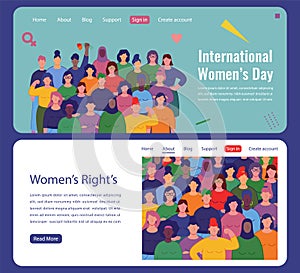 International women`s day. Women of different cultures and nationalities fight for freedom and equality. Women`s day