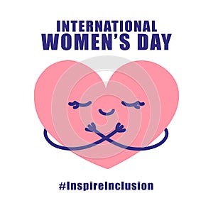 International womens day concept poster. Inspire Inclusion woman illustration background