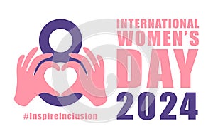 International womens day concept poster. Inspire Inclusion woman illustration background