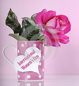 International Womens Day cup and rose