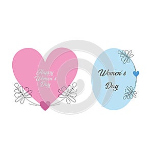 International womens day designs with a pink heart and light blue elipse on a white background photo