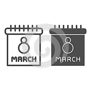 International womens day line and glyph icon. 8 march vector illustration isolated on white. Female holiday symbol