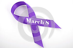 International Womens Day, March 8, purple ribbon