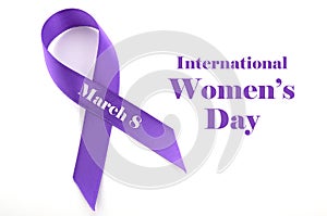 International Womens Day, March 8, purple ribbon photo