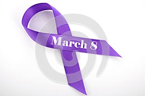 International Womens Day, March 8, purple ribbon photo