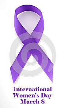 International Womens Day, March 8, purple ribbon