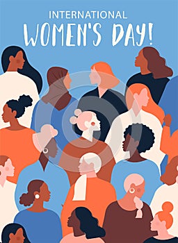 International Womens Day. Vector template with for card, poster, flyer and other users.