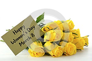 International Womens Day yellow roses gift. photo