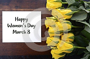 International Womens Day yellow roses gift. photo