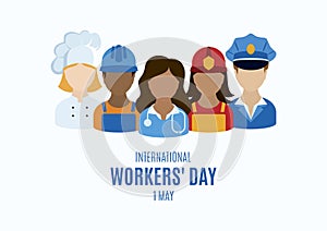 International Workers` Day Poster with man and woman worker vector