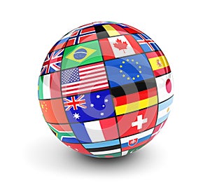 International World Flags Globe On White Background