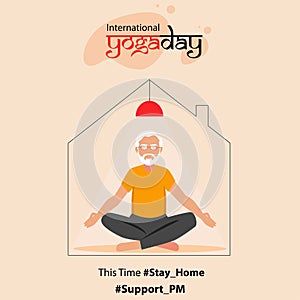 International yoga day, PM Modi doing yoga, stay home