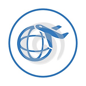 Internationally, transportation, travel, air, plane, transport icon. Blue vector design. photo