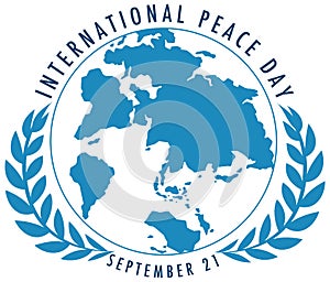 Internationl Peace Day logo or banner with the earth and olive branches