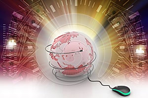 Internet 3d concept - computer mouse with globe