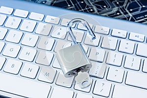 Internet access with padlock key and keyboard