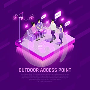 Internet Access Point Isometric Composition