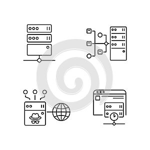 Internet accessibility linear icons set