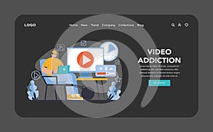 Internet addiction concept. Flat vector illustration.