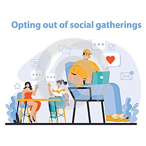 Internet addiction concept. Flat vector illustration.