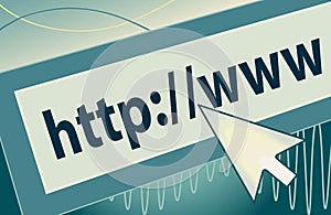 Internet address with cursor icon
